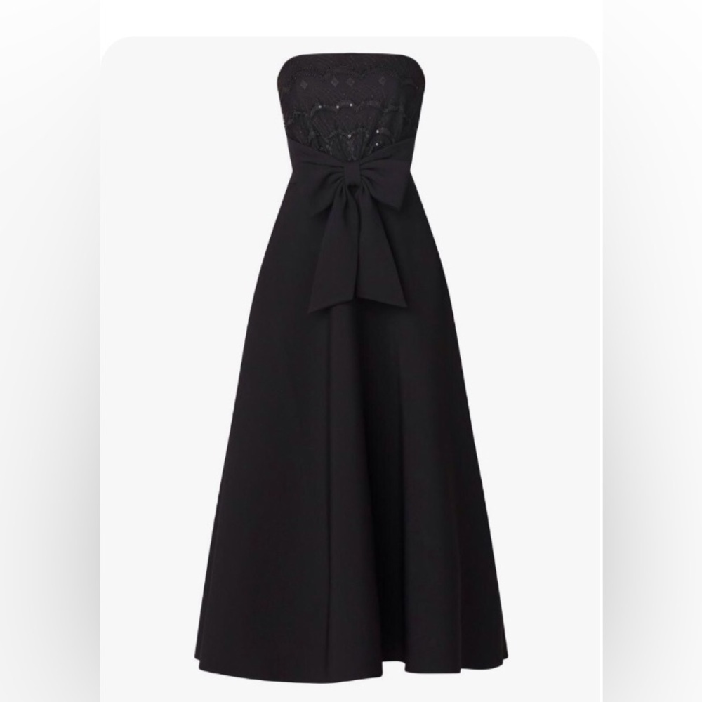 Shoshanna Jasmina Strapless beaded top bow Gown Maxi Dress Womens Size 6 Black